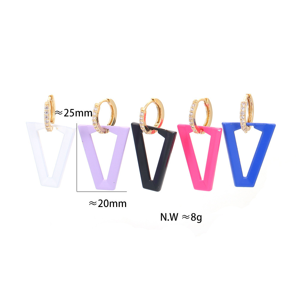 Fashion Irregular Trapezoidal Hollow Copper Earrings