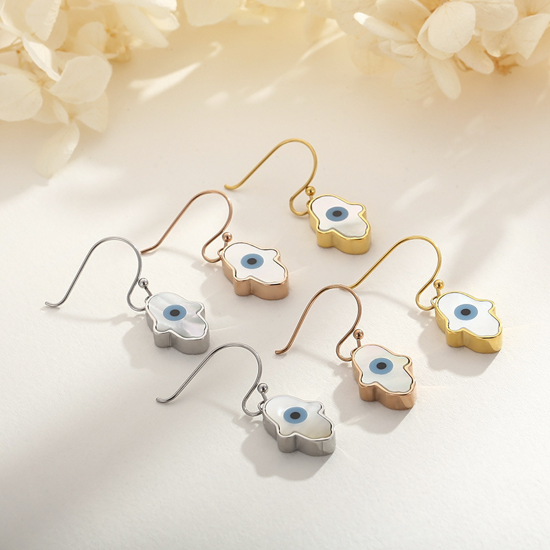 Fashion Devil's Eye Palm Titanium Steel Drop Earrings Plating Stainless Steel Earrings