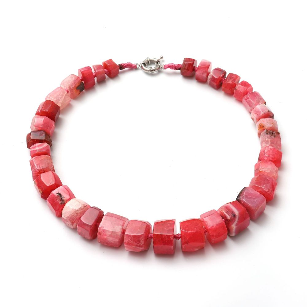 Natural Stone Agate Wheel Bead Tapered Tower Chain Necklace Accessories  Creative Bestseller Simple Geometry Pattern