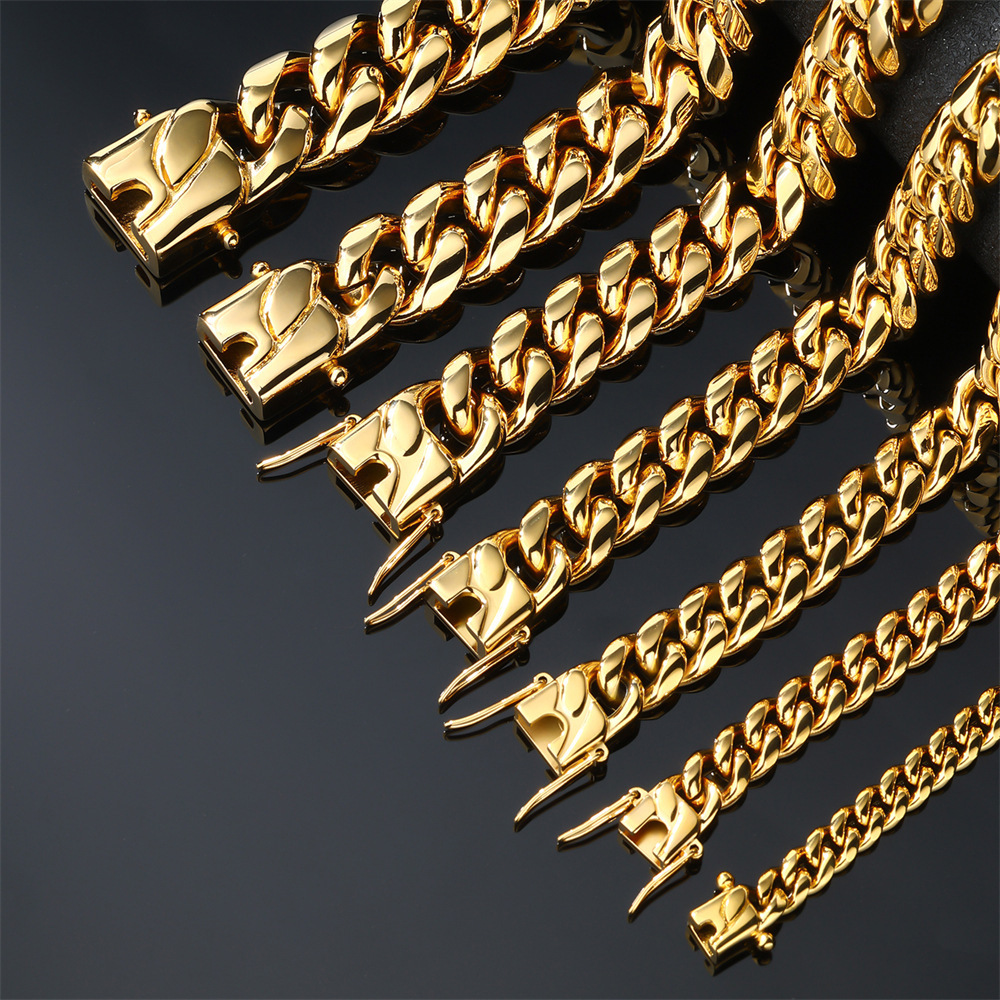 Fashionable Stainless Steel Men's Necklace Encrypted Dragon Head Buckle Bracelet Versatile Matching Accessories Geometric Pattern