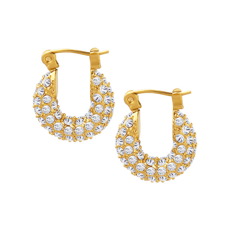 PVD Coated Real Gold Plated 18K Gold U Shape 304 Stainless Steel Fashion Waterproof Non Tarnish Hoop Earrings