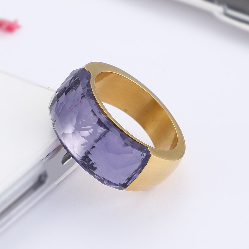 Fashion Geometric Titanium Steel Inlay Turquoise Rings