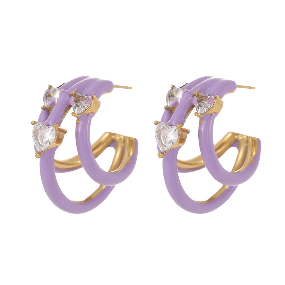 Fashionable Stainless Steel Women's Drop Oil Earrings  Style Titanium Steel Earring Jewelry Accessories