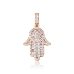 Square Diamond Palm Rose Gold (Default Delivery: 24inch Braided Chain)
