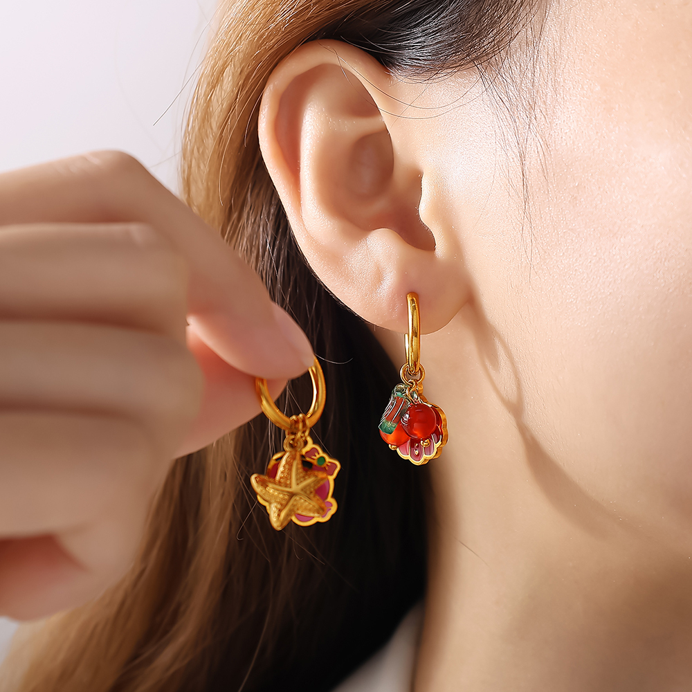 Fashionable Versatile Pendant Drop Earrings Ocean Series Vintage DIY Pendants Luxury Accessories Stylish Match All Ear Jewelry