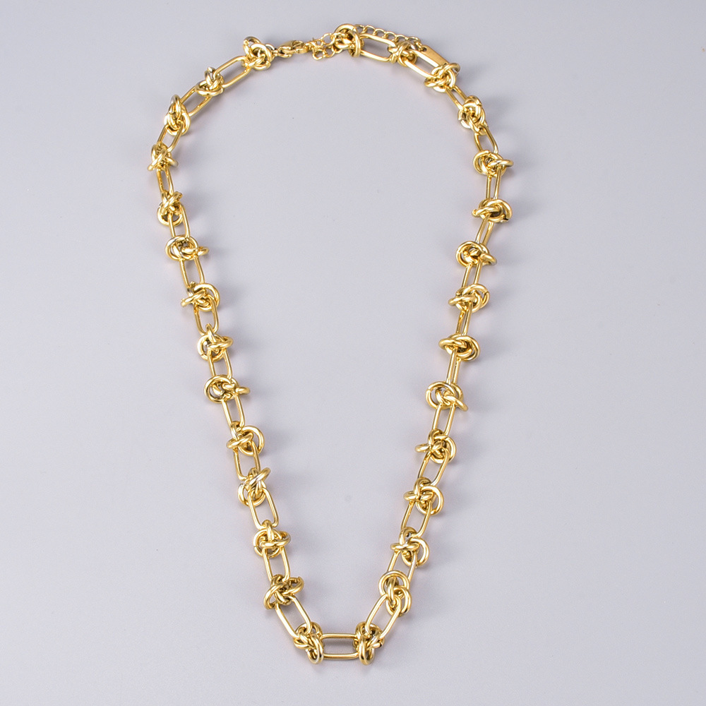 PVD Coated 18K Real Gold Plated Knot 304 Stainless Steel Hip-Hop Waterproof Non Tarnish Necklace