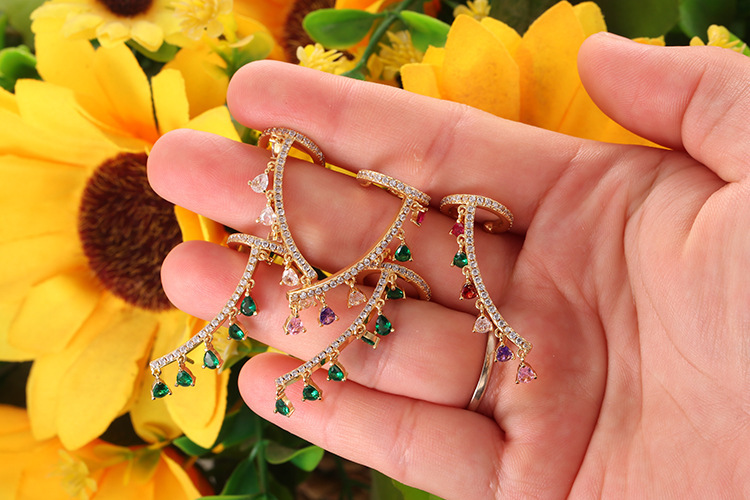 Fashion Water Droplets Copper Earrings Inlay Zircon Copper Earrings