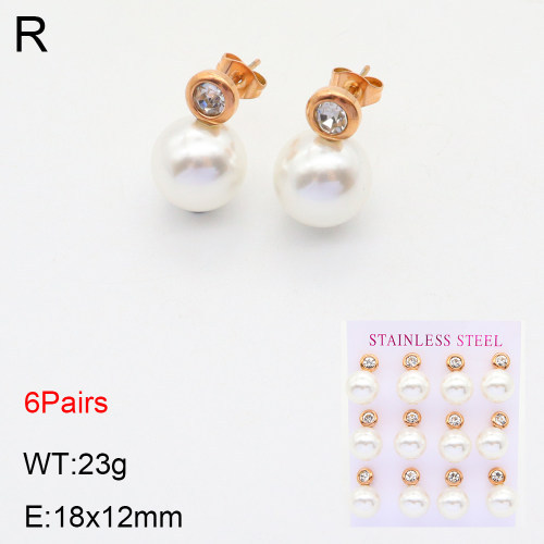 INS New  Fashion Titanium Steel Round Studs Women's 18K Gold Stainless Steel Pearl Element Earrings Earrings Niche Design High Earrings