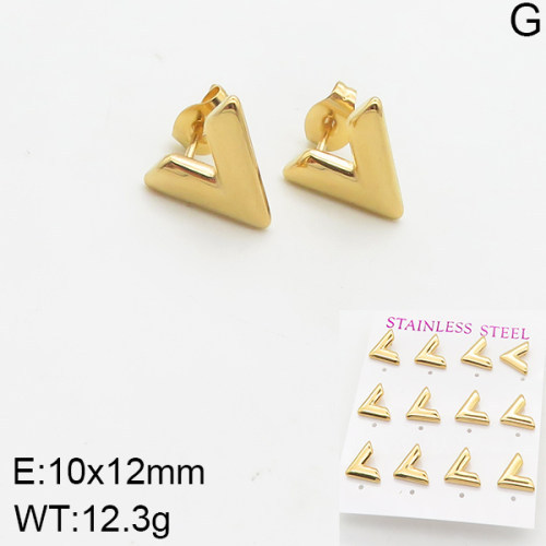 INS New  Fashion Titanium Steel V-Shaped Stud Earrings 18K Golden Stainless Steal Earrings Niche Design High Earrings Women's Stud Earrings