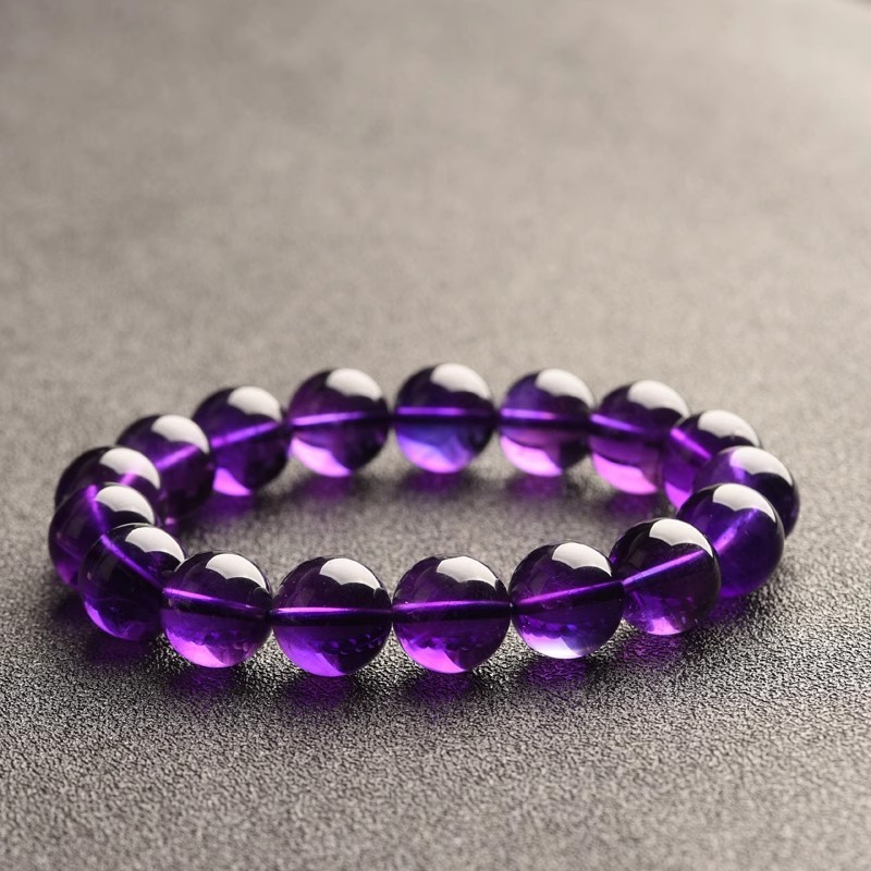 Natural Grade Collectible 7A Purple Quartz Bracelet For Women Deep Violet Single Circle Crystal Bracelets Geometric Pattern