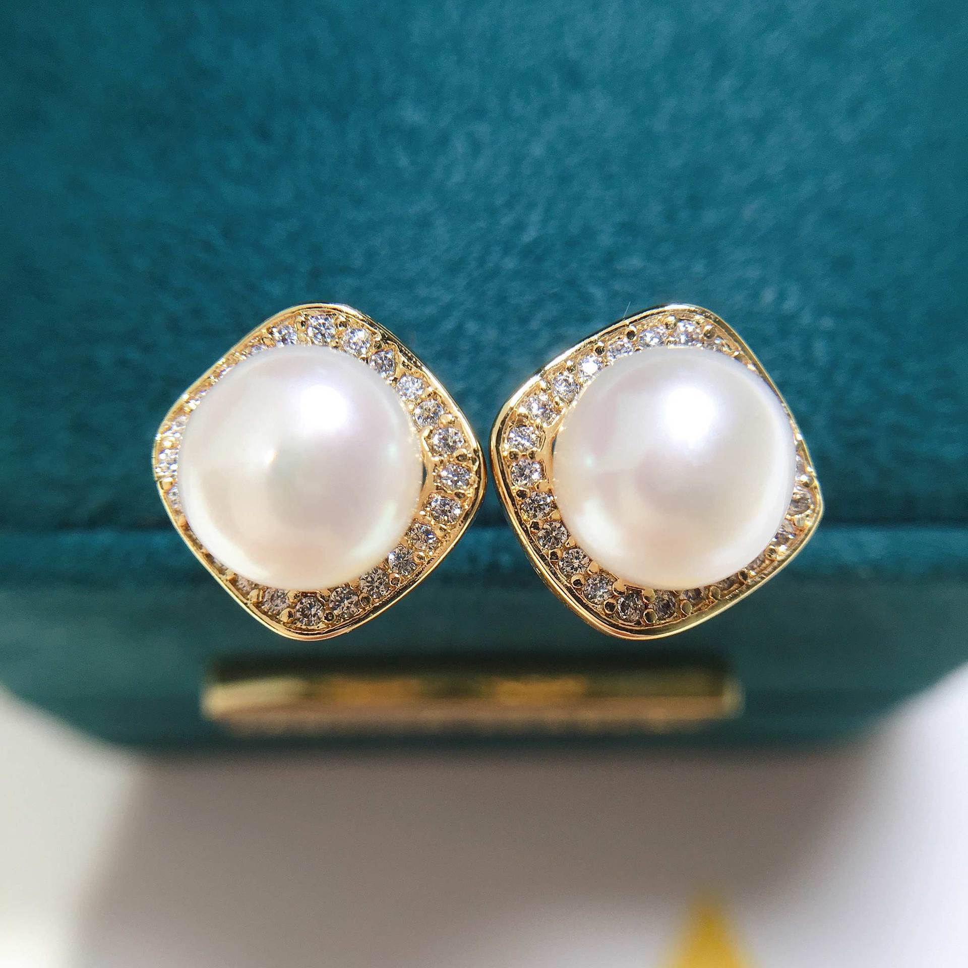 Natural Freshwater Pearl Earrings For Women Square Shape High-End Zircon Pearl Fashionable Wedding Jewelry Accessories