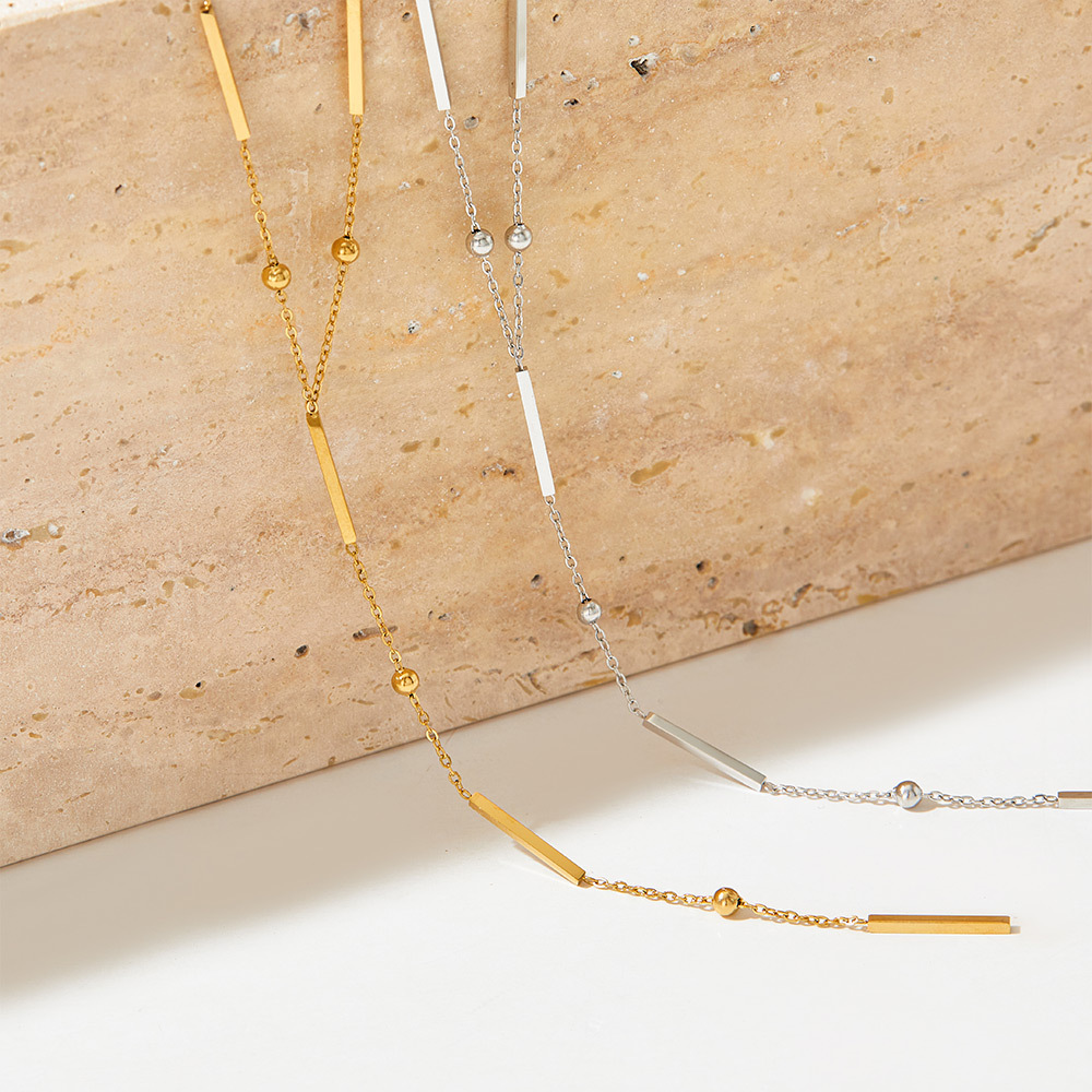 PVD Coated Real Gold Plated 16K Gold White Gold Plated Gold Plating Solid Color 304 Stainless Steel Titanium Steel Classic Style Waterproof Non Tarnish 304 Stainless Steel Necklace