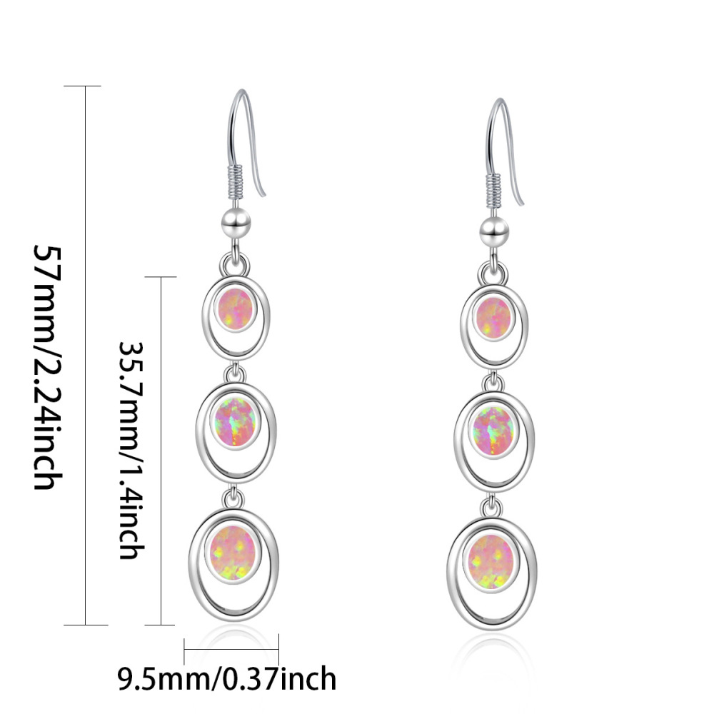Simple Round Opal Dangle Earrings  Style TikTok Ins Fashion Peruvian Opal Drop Earrings Jewelry Accessories