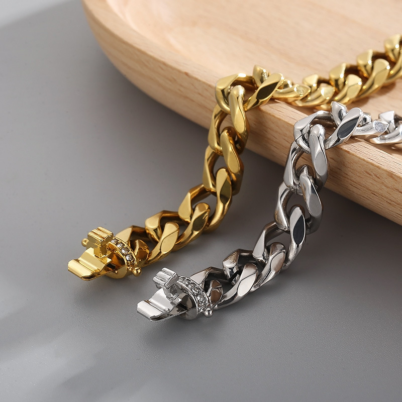 Fashion Geometric Titanium Steel Bracelets Inlay Rhinestones Stainless Steel Bracelets