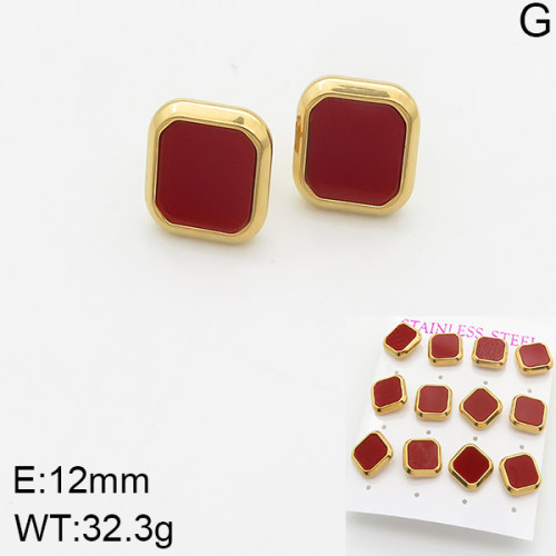 INS New  Fashion Titanium Steel Square Shell Stud Earrings Female 18K Gold Stainless Steel Shell Element Earrings Earrings Niche Design High Earrings