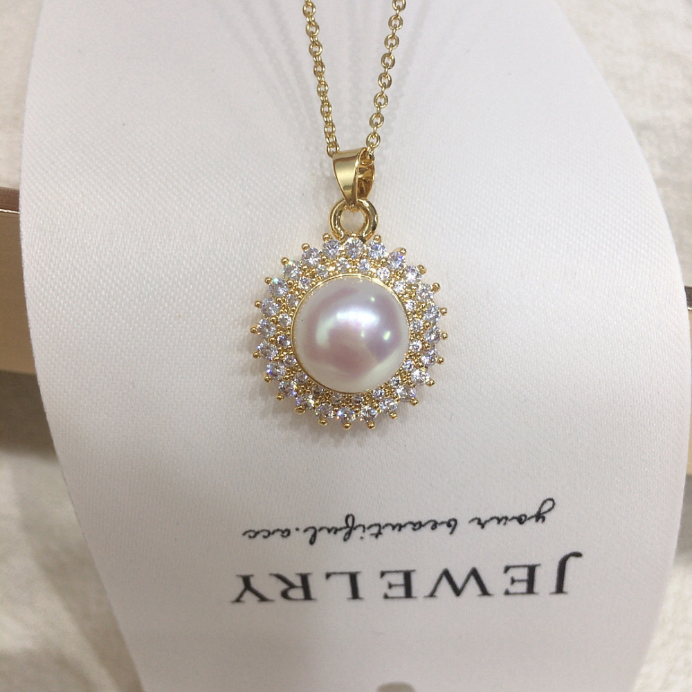 Sunflower Pearl Jewelry Large Spot Non-Nucleated Freshwater Pearl Pendant Necklace Genuine Gold Color Retention Accessories