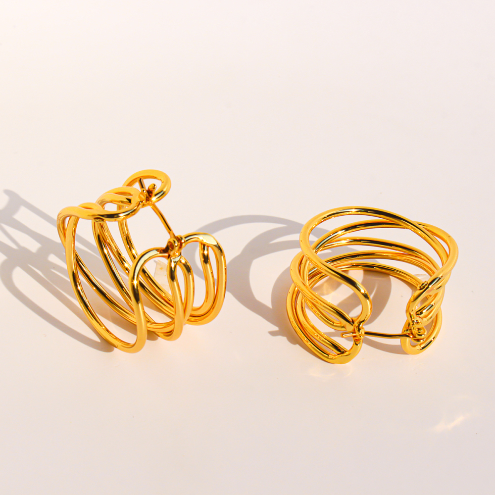 New Dongdaemun Fashionable Multi-Circle Line Round Hoop Earrings For Women Fashion Hollow Geometric Earrings Accessories 1109 Nordic Style