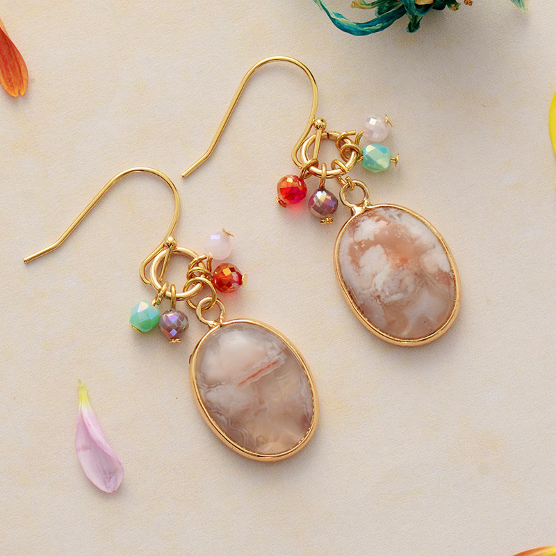 Handmade Natural Drop-shaped Extending Stone French Romantic Luxury Earrings Women's Sweet Style Jewelry Accessories