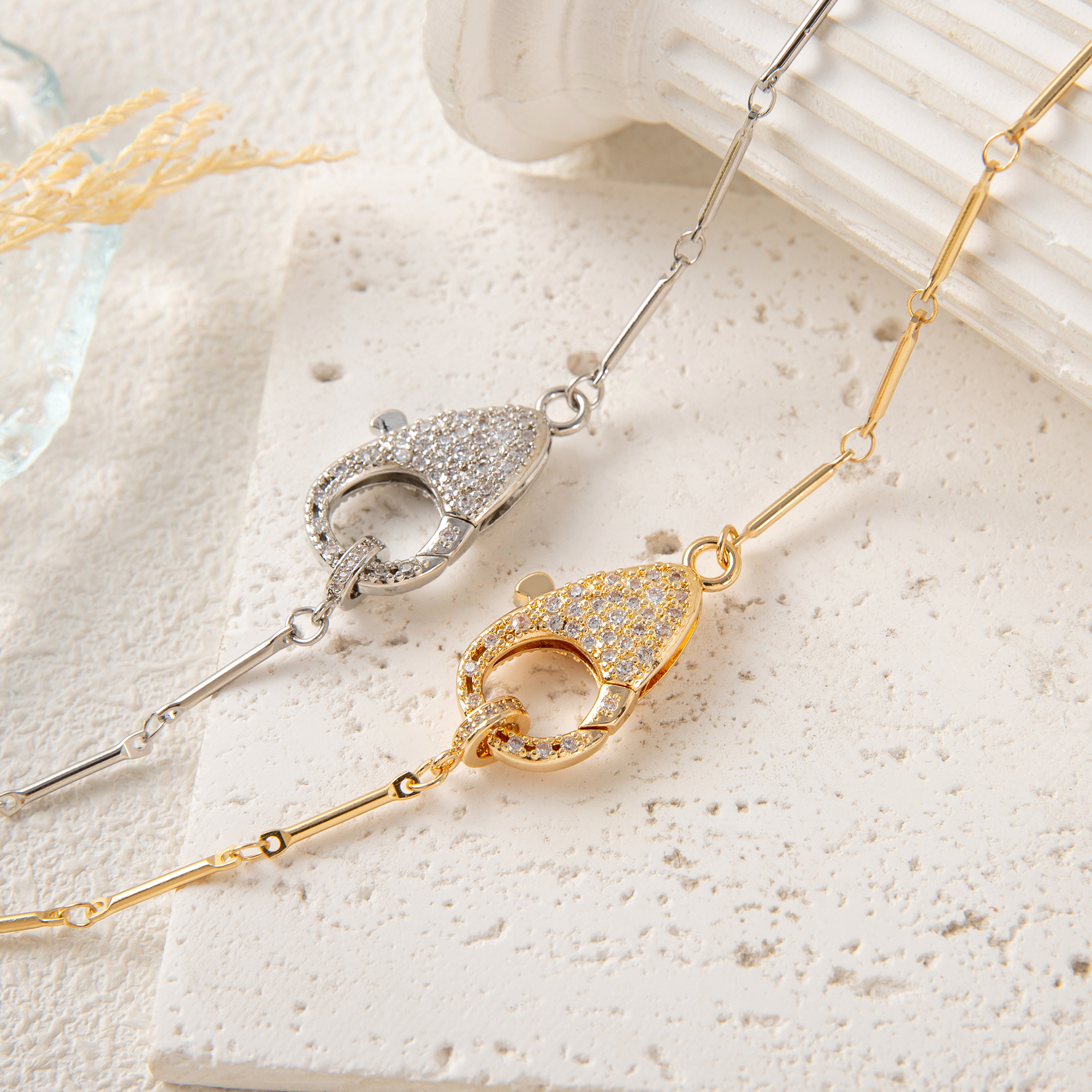 14K Gold Plated Lobster Clasp Necklace With Diamond Star Design Color Retention Luxury Lightweight Jewelry For Women