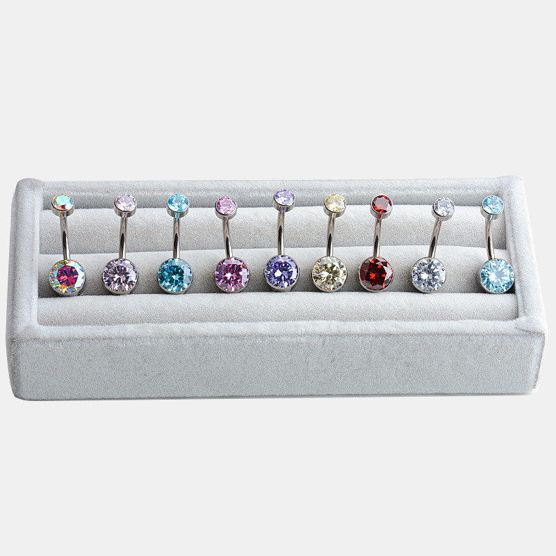 5A Grade Zirconia Titanium Belly Button Ring With Internal Teeth Edge Cylindrical Navel Jewelry Women Body Piercing Accessories