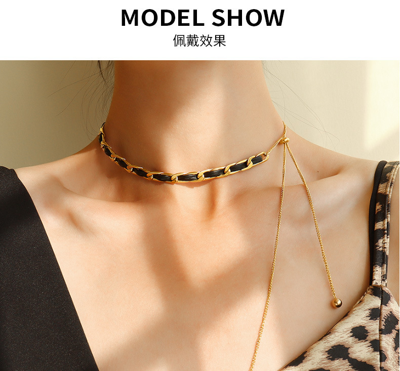 PVD Coated Real Gold Plated 18K Gold Geometric 304 Stainless Steel Fashion Waterproof Non Tarnish 304 Stainless Steel Necklace