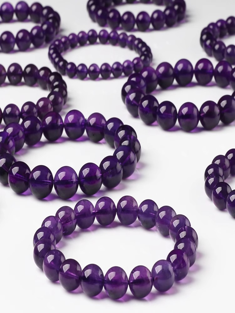 Natural Grade Collectible 7A Purple Quartz Bracelet For Women Deep Violet Single Circle Crystal Bracelets Geometric Pattern