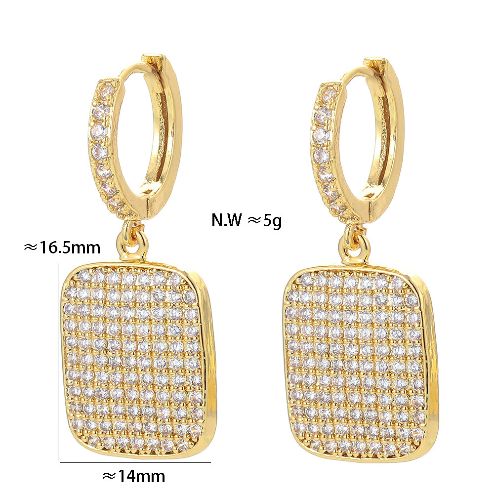 Fashion Geometric Plating Copper Charm Sleeper Hoop Earrings Earrings