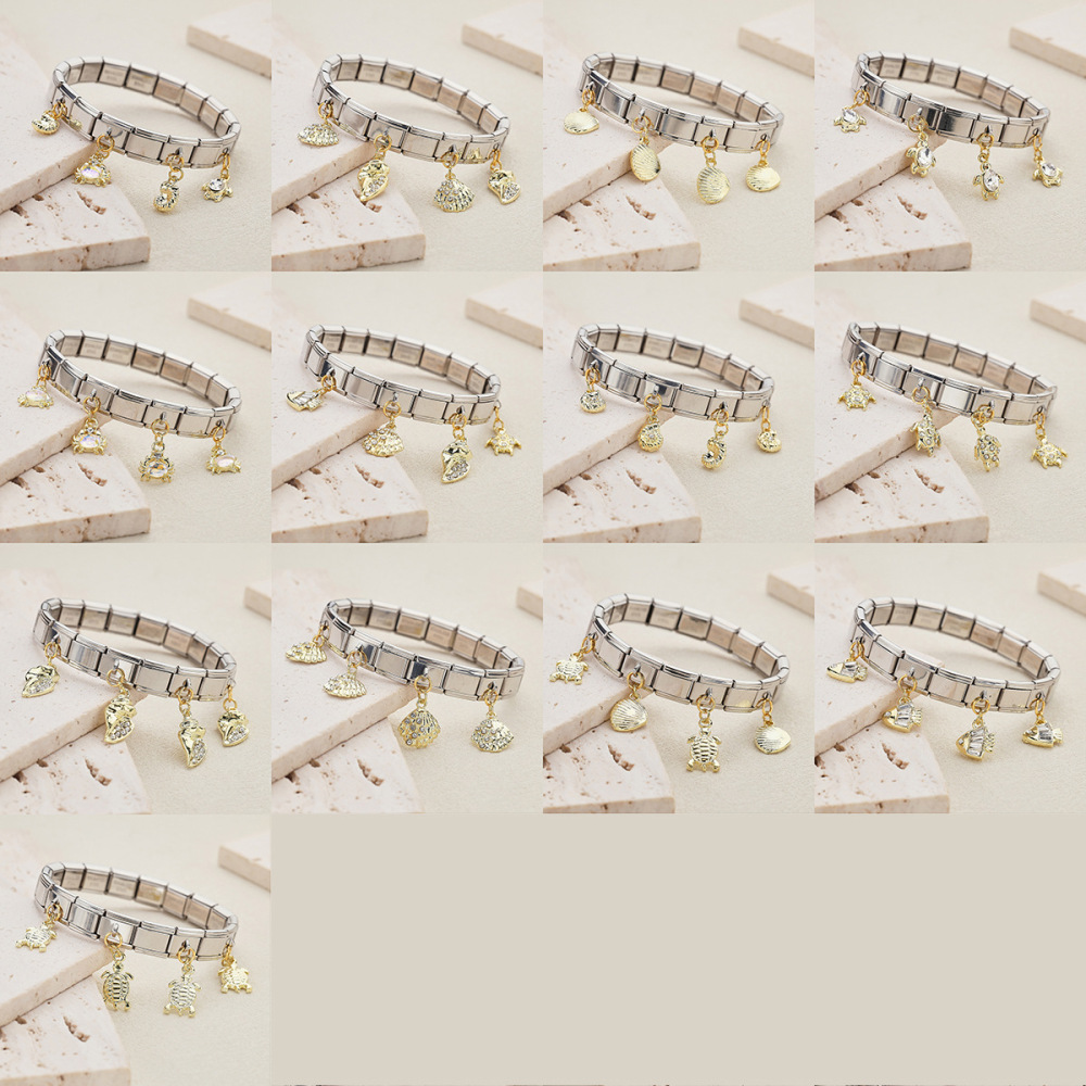 Unisex Stainless Steel Pendant Italian Module Fashion Jewelry Bracelet Non-Fading Marine Animal Series Accessories Suitable For Men And Women