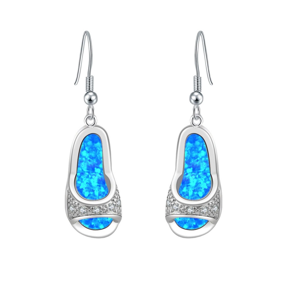 Simple Style Opal Sandals Earrings TikTok Ins  Style Jewelry Accessories Copper Material Line Craft