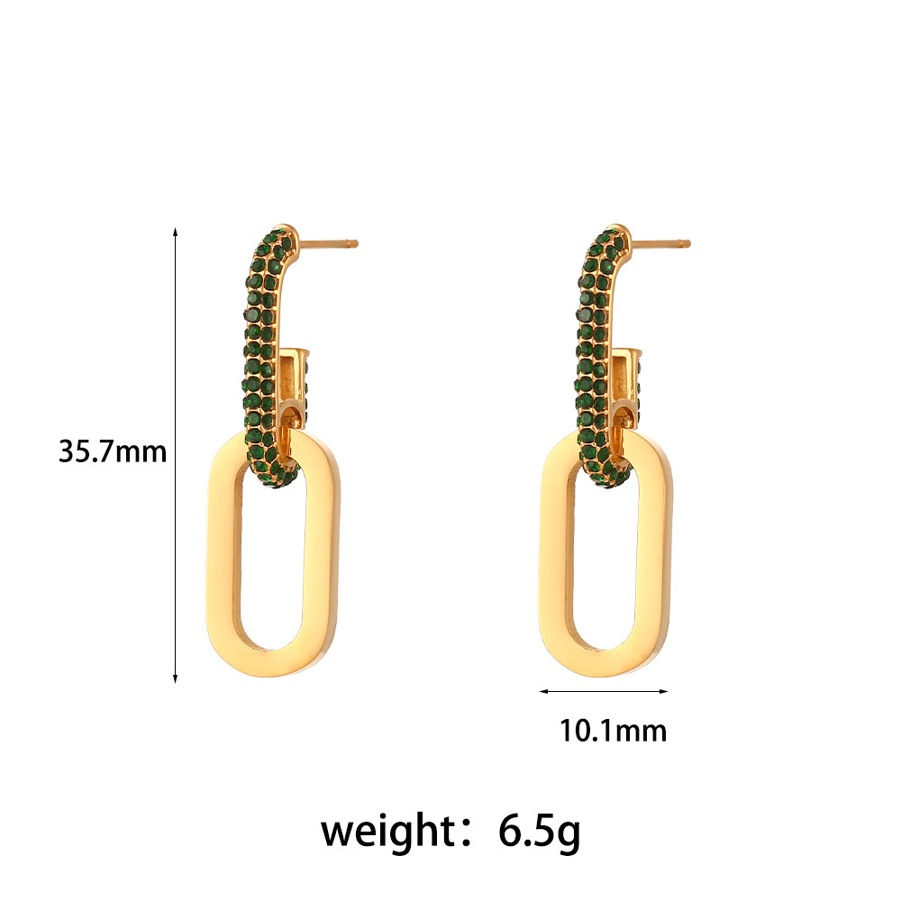 PVD Coated Real Gold Plated 18K Gold Oval 304 Stainless Steel Fashion Waterproof Non Tarnish Earrings