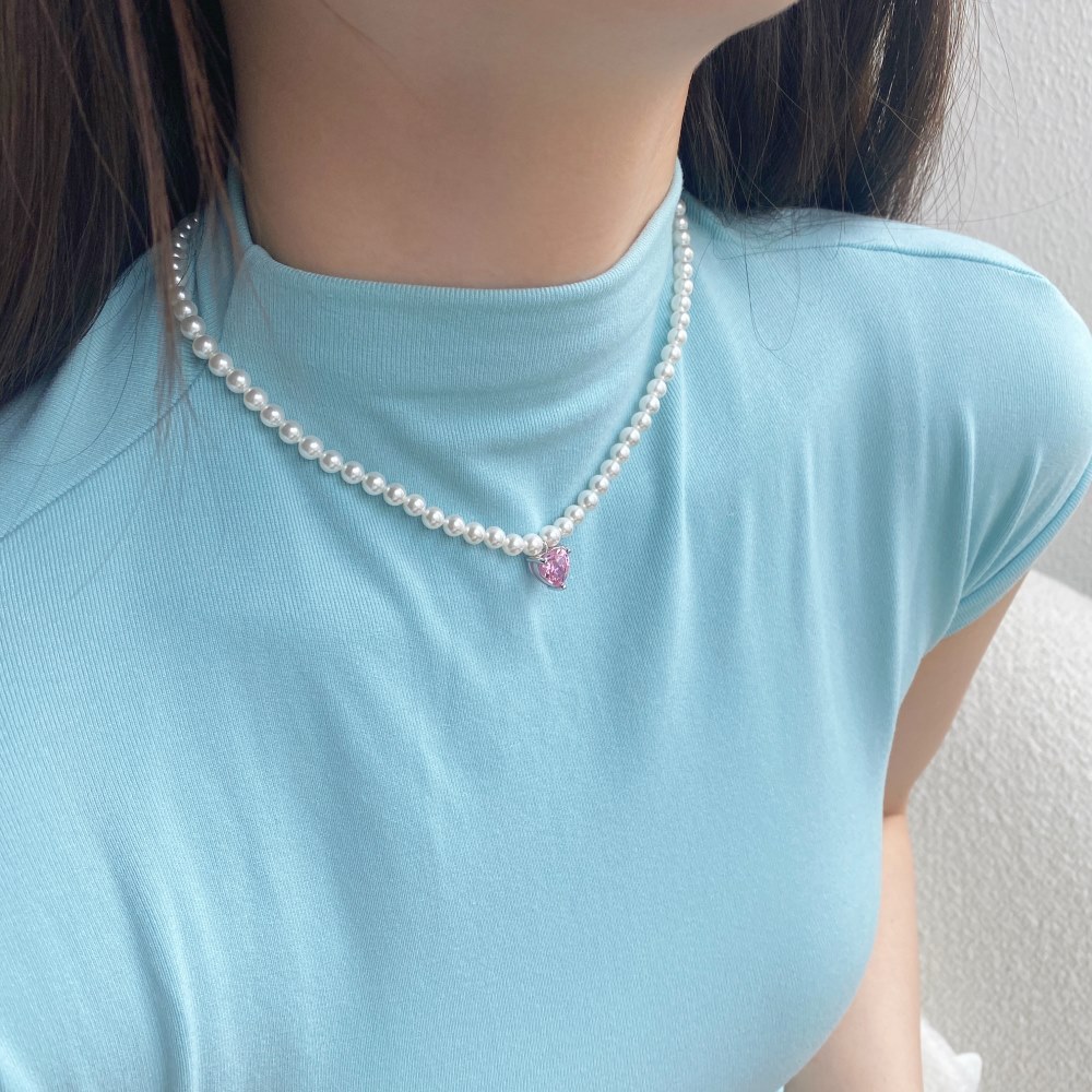 925 Sterling Silver Beaded Heart Shape Necklace