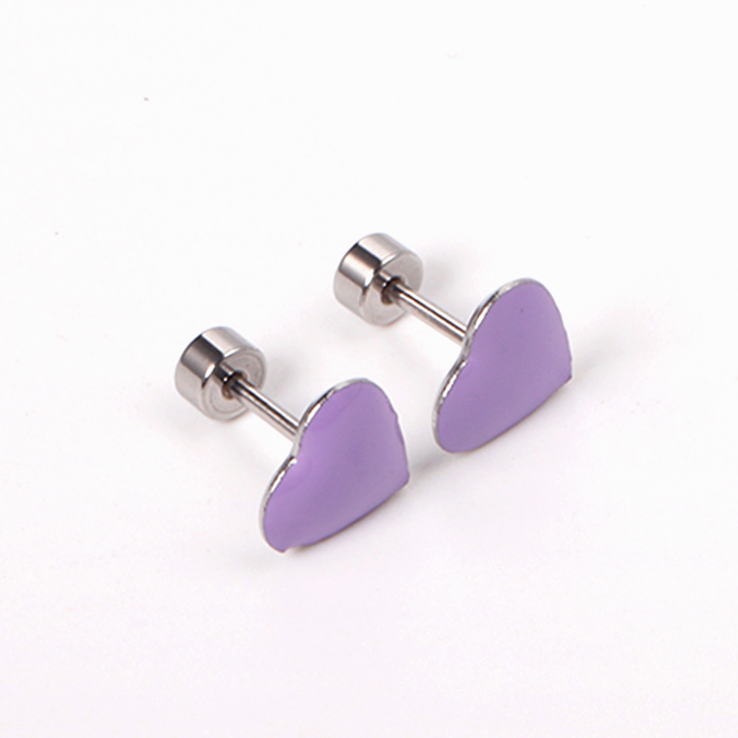 Stainless Steel Screw Back Earrings For Women Sweet Heart-shaped Star Moon Stud Earrings Fashion Bohemian Floral Print Jewelry Accessories