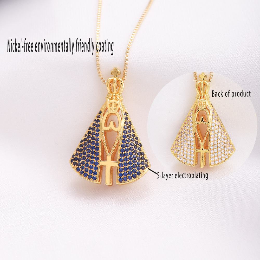 Water Plated Nickel-Free Eco-Friendly 18k Gold Luxury Light Luxury Virgin Mary Pendant Stainless Steel Chain Women's Jewelry Accessories