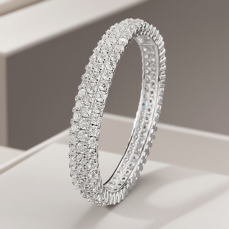 Fashionable Full Diamond Copper Bracelet Unisex Geometric Patterned Jewelry Wish Bestseller Style For Men And Women