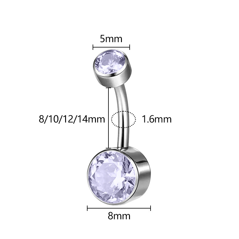 5A Grade Zirconia Titanium Belly Button Ring With Internal Teeth Edge Cylindrical Navel Jewelry Women Body Piercing Accessories