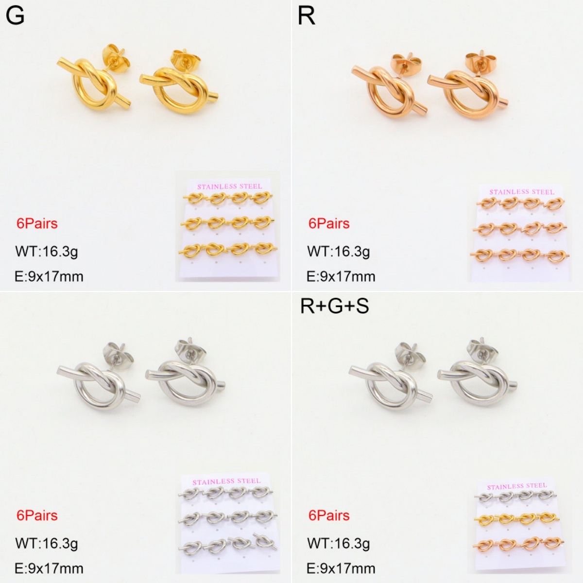 INS New  Fashion Titanium Steel Knot Stud Earrings 18K Golden Stainless Steal Earrings Niche Design High Earrings Women's Stud Earrings