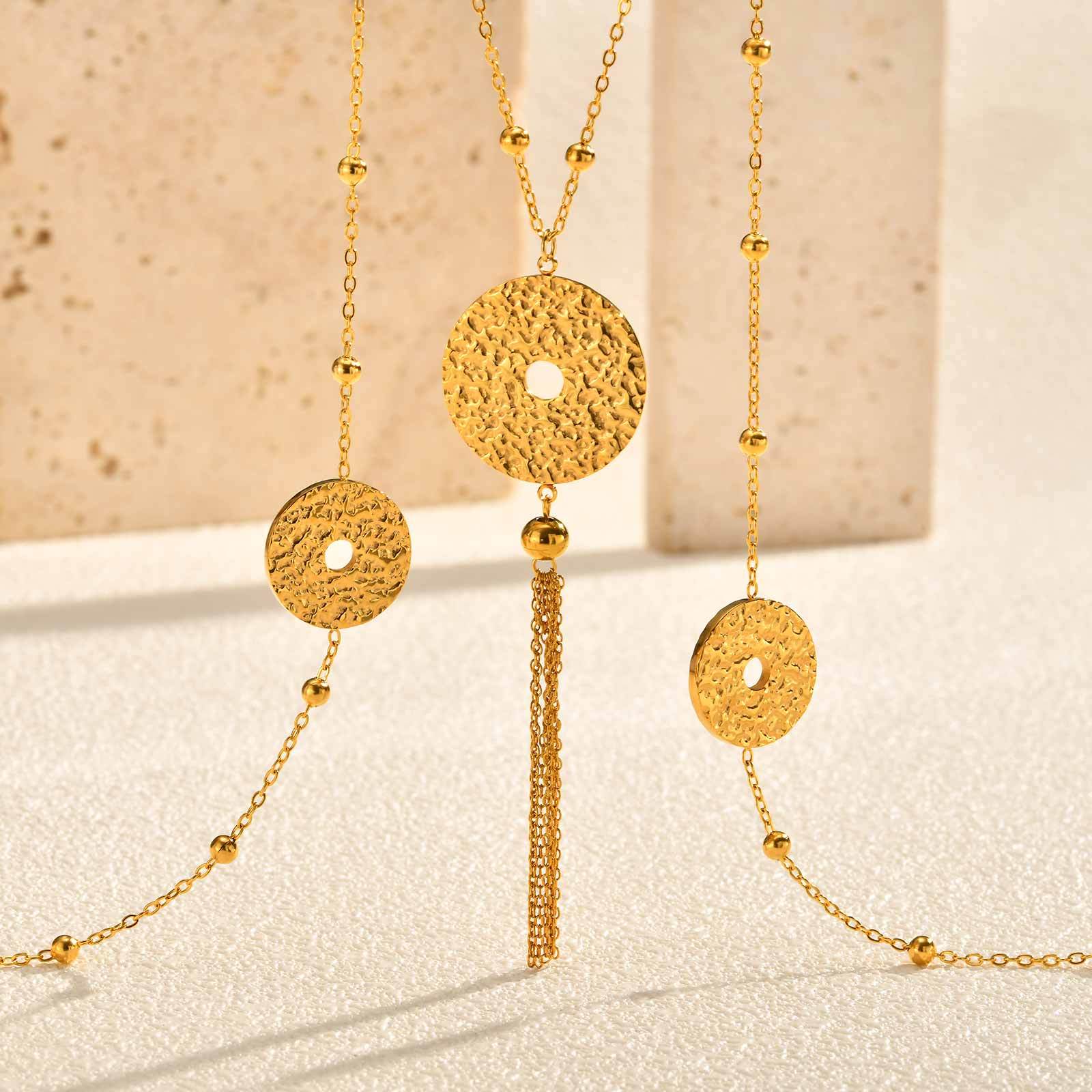 18K Gold Plated 304 Stainless Steel Vacuum Electroplating (In Furnace) Geometric Pattern (Jewelry) Waterproof Non-Fading Hollow Y-Shaped Necklace Long Sweater Chain Women's Accessories