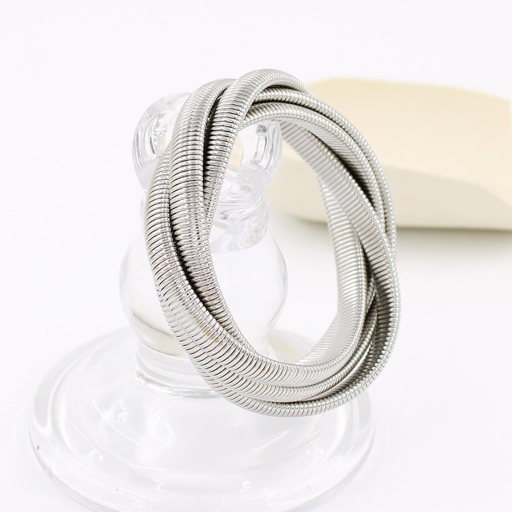 Classic Style Round Solid Color Stainless Steel Plating Bangle