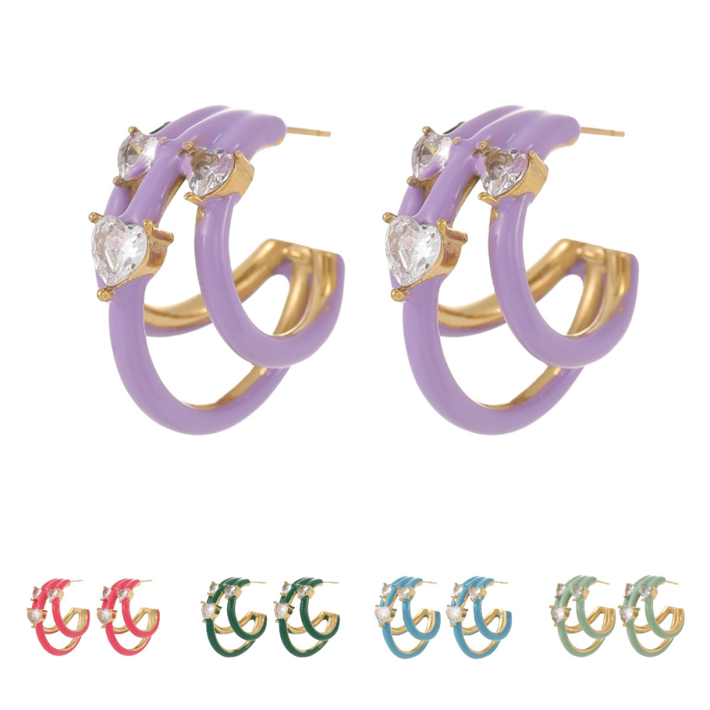 Fashionable Stainless Steel Women's Drop Oil Earrings  Style Titanium Steel Earring Jewelry Accessories