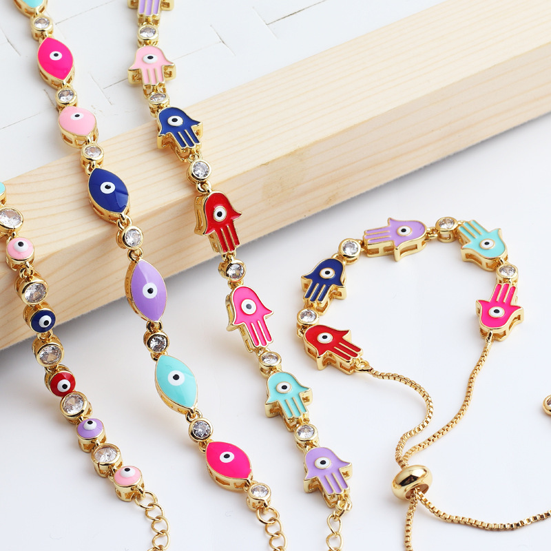 Fashion Devil's Eye Copper Bracelets Inlay Zircon Copper Bracelets