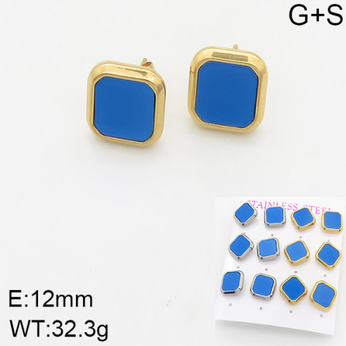 INS New  Fashion Titanium Steel Square Shell Stud Earrings Female 18K Gold Stainless Steel Shell Element Earrings Earrings Niche Design High Earrings