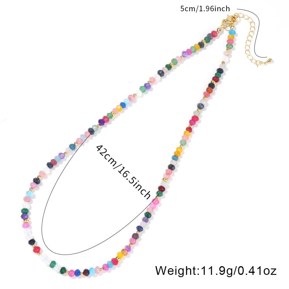 Multicolor Natural Stone Beaded Necklace Women's Accessories Simple Design Polyester Chain Jewelry