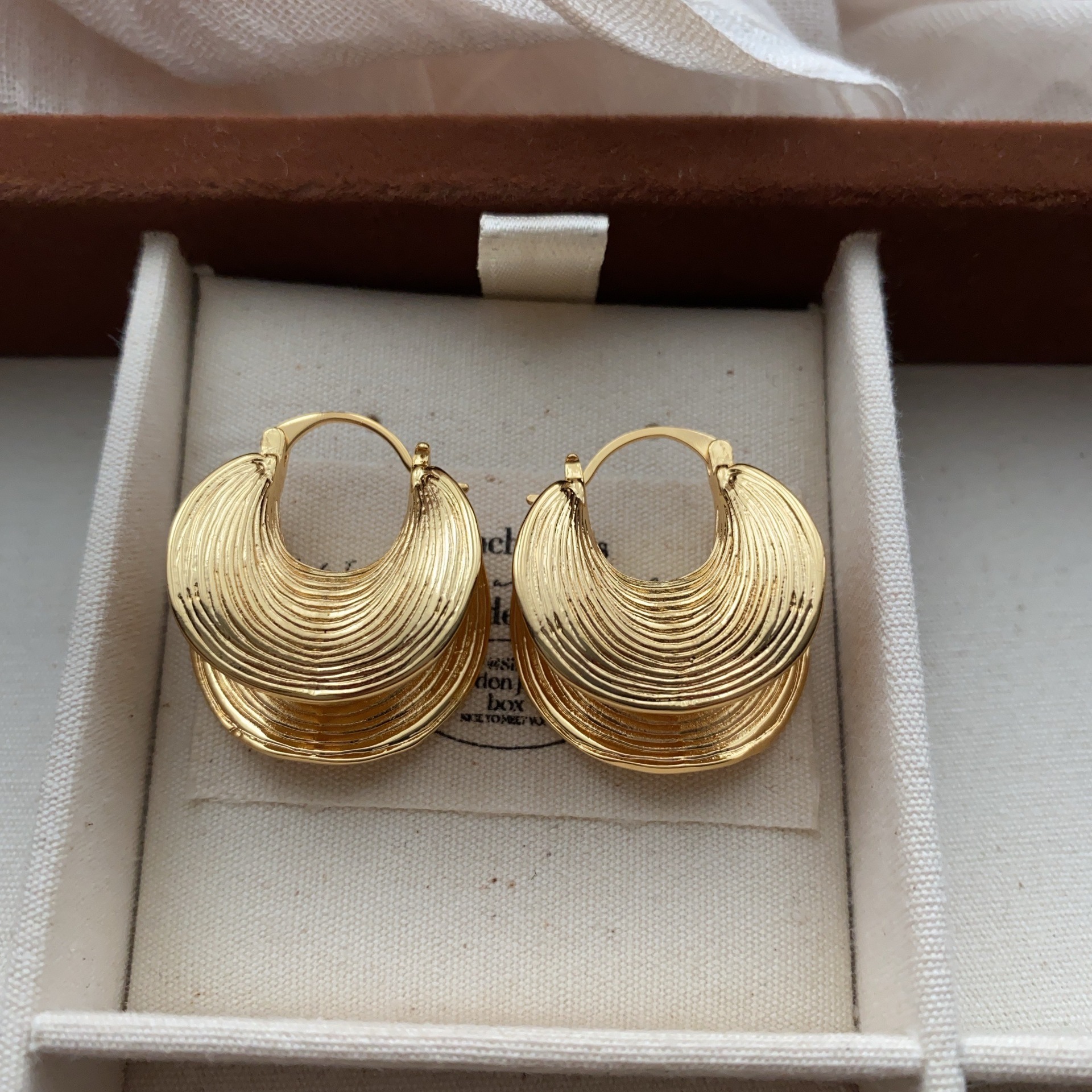 Sexy Large Earrings Trendy Street Style Retro Exaggerated Brass Plated Gold Geometric Pattern Women's Jewelry Fashion Accessories