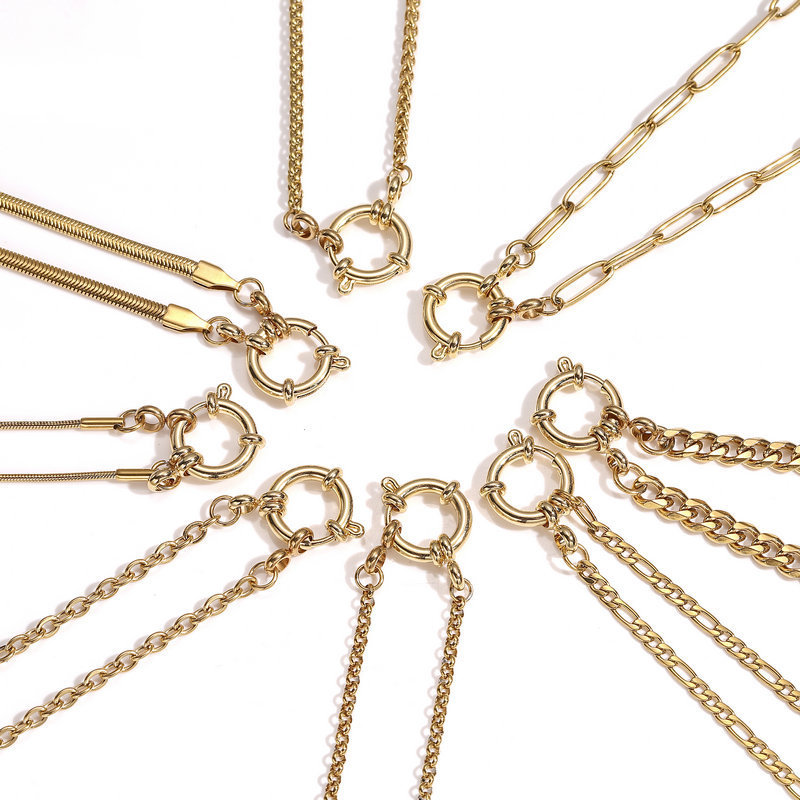Minimalist Snake Bone Chain DIY Jewelry Stainless Steel 18K Gold Clasp Collarbone Chain Accessories