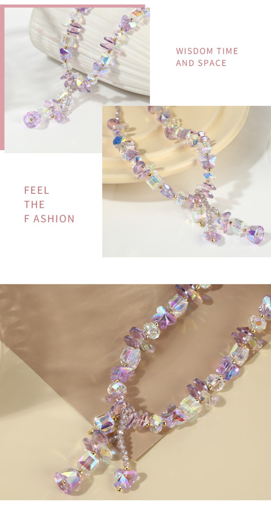 Fashion Creative Design Crystal Necklace Sweet Personality Crystal Pendant Simple Fresh Style Women's Accessories