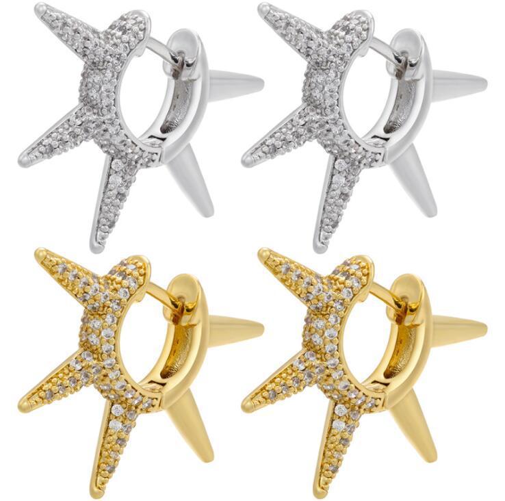 Wholesale Jewelry Diamond Spiked Irregular Shape Copper Earrings Nihaojewelry