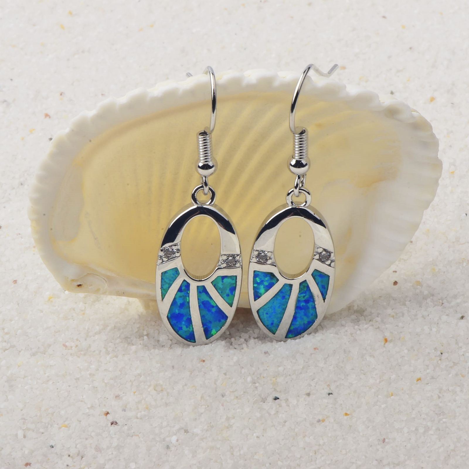 TikTok Ins Style Oval Opal European Amber European Fashion Drop Earrings Copper Material Holiday Style Jewelry Accessories