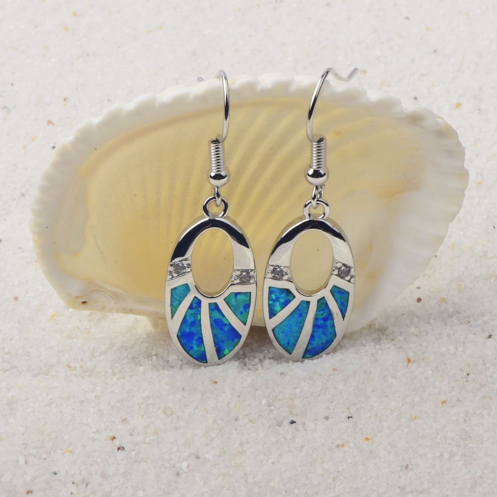 TikTok Ins Style Oval Opal European Amber European Fashion Drop Earrings Copper Material Holiday Style Jewelry Accessories