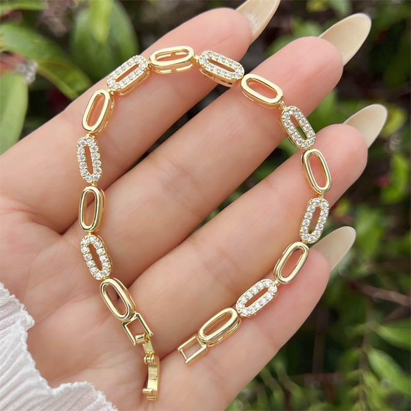 Classic Elegant Style Colorful Zircon Bracelet Fashion High-end Copper Plated 18K Gold Versatile Daily Wear Star Vacuum Plating (Furnace)