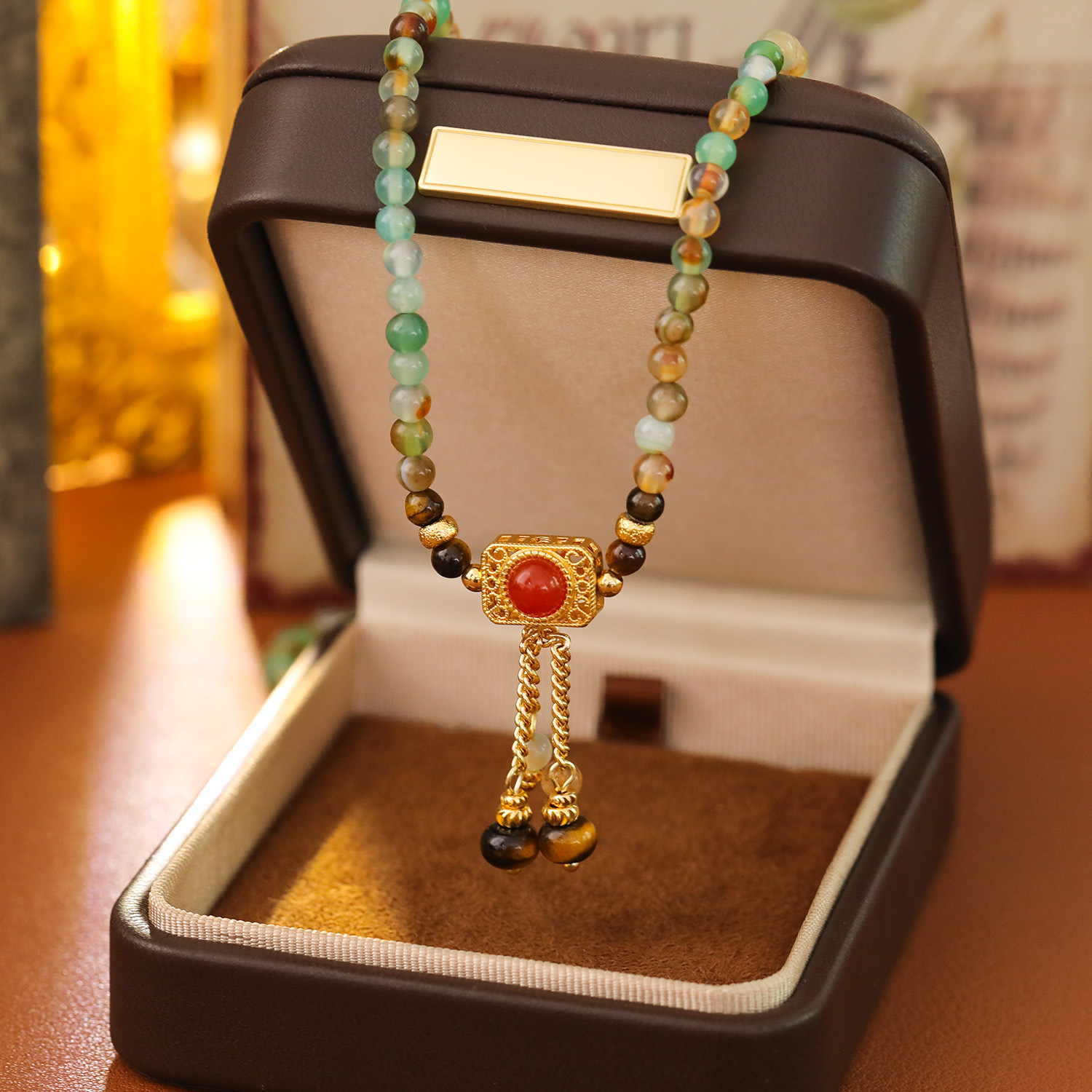 Natural Red Agate Shoushan Stone Double Use New Chinese Style Necklace Bracelet Chinese Style Bell Classical Ethnic Trend